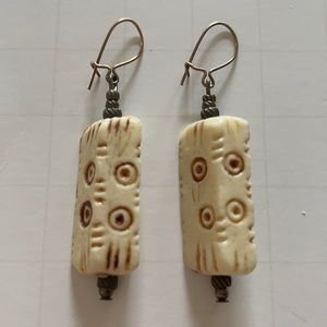 EUC Carved Drop Earrings with Earwire Closure